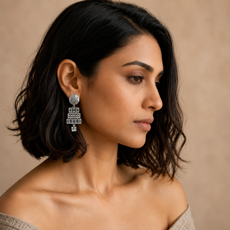 Zariya Geometric Oxidised Earrings