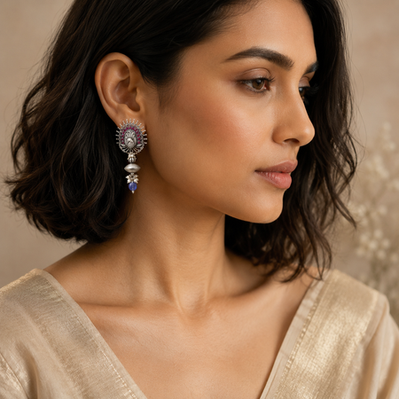 Mayura Devi Oxidised Danglers