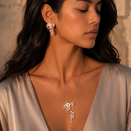 Blush Blossom Cascade Pendant Set