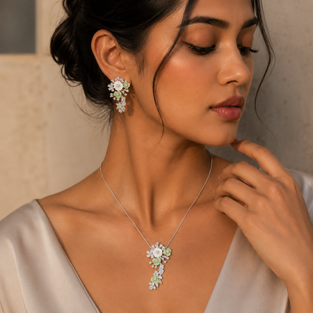 Emerald Blossom Cascade Pendant Set