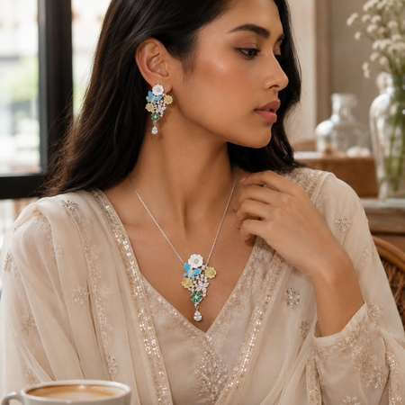 Azure Blossom Radiance Pendant Set