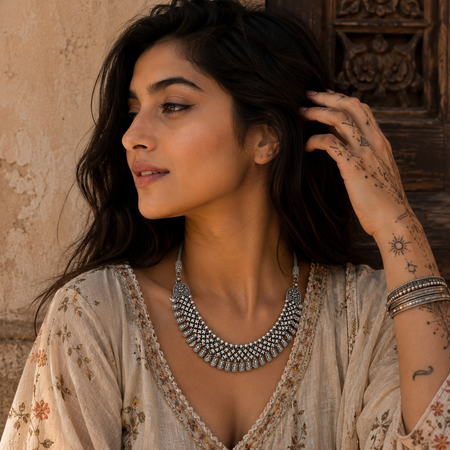 Antique Flower Jaali Necklace