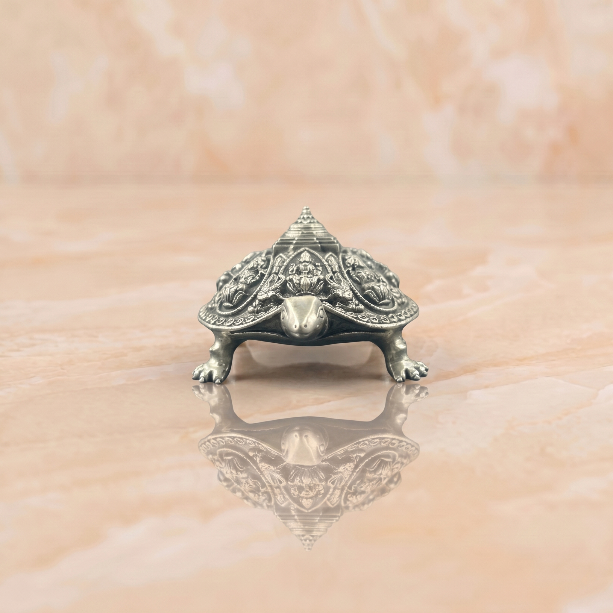 Silver Ashtalakshmi Tortoise Idol with Shri Yantra on top
