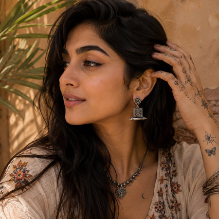 Silver Flora Bar Earrings