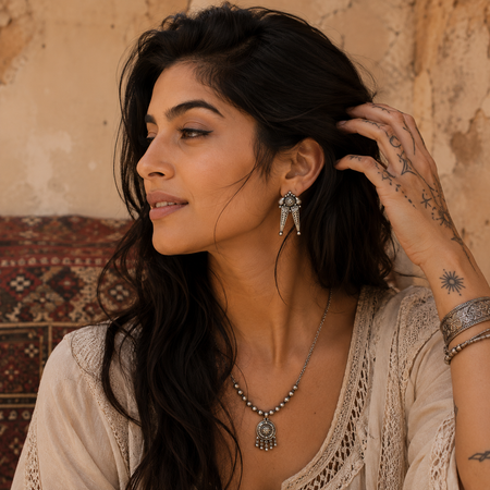Silver Boho Ashtra Earrings