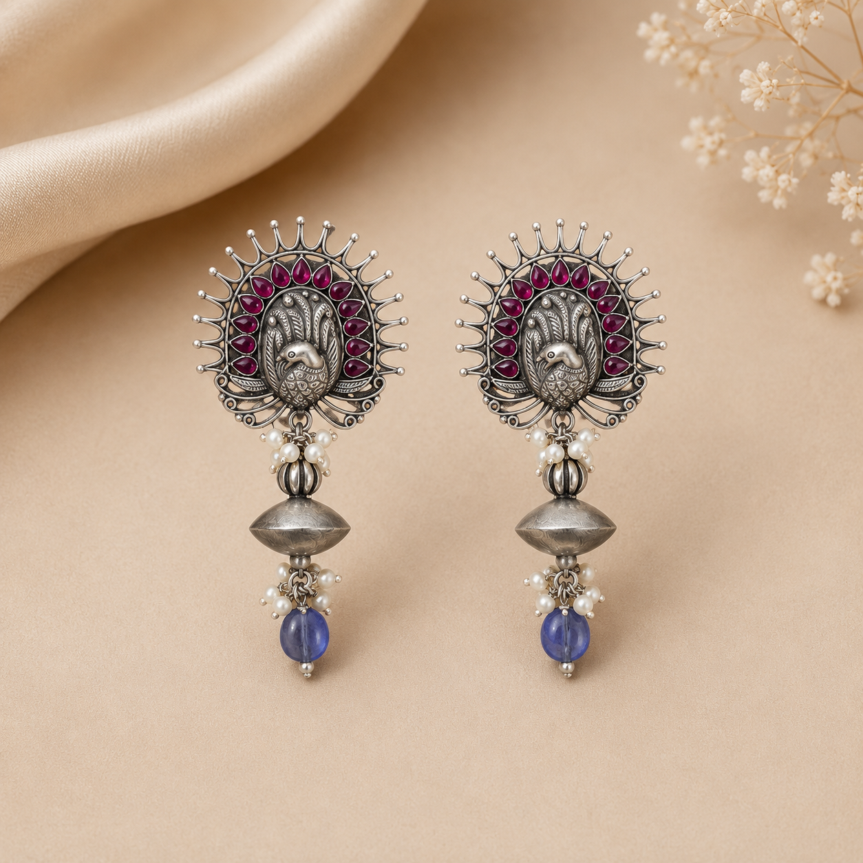 Mayura Devi Oxidised Danglers