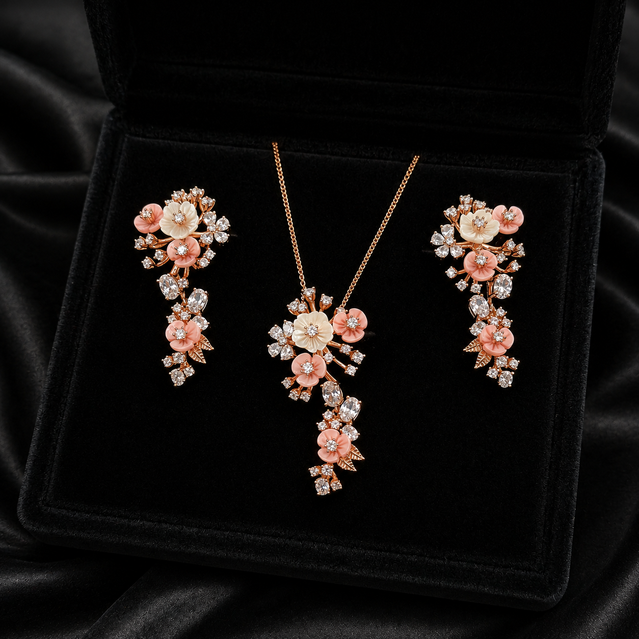 Blush Blossom Cascade Pendant Set