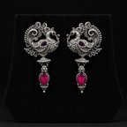 Mayura Ruby Oxidised Danglers