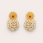 Golden Pearl Bloom Earrings