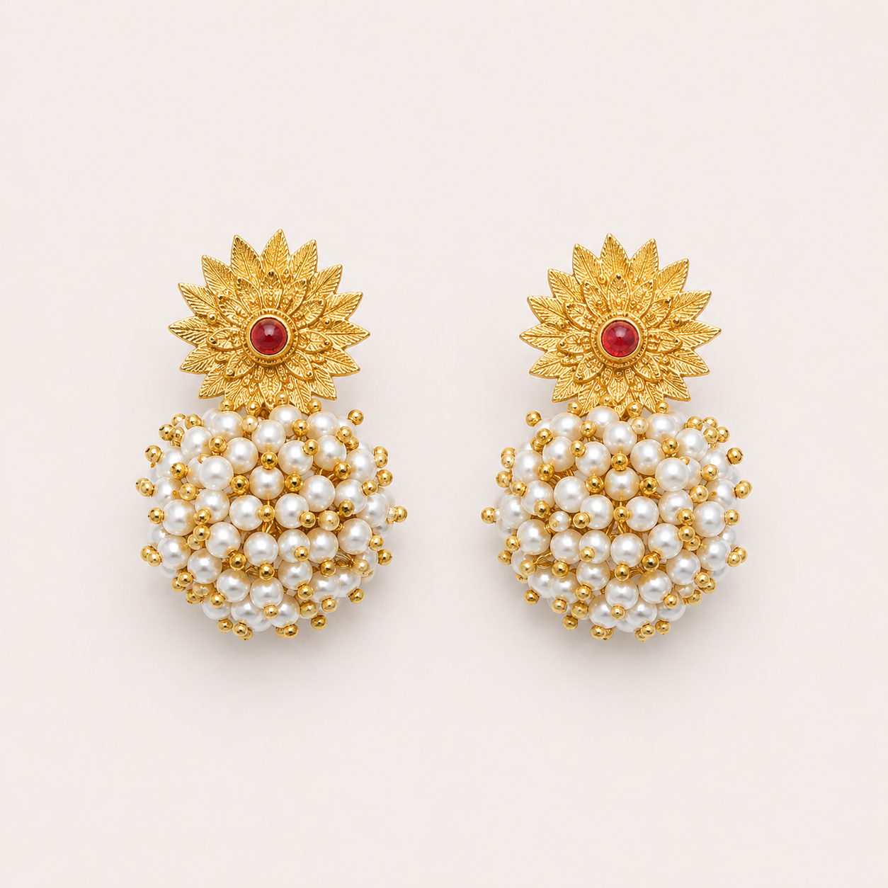 Golden Pearl Bloom Earrings