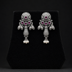 Varnika Ruby Oxidised Danglers