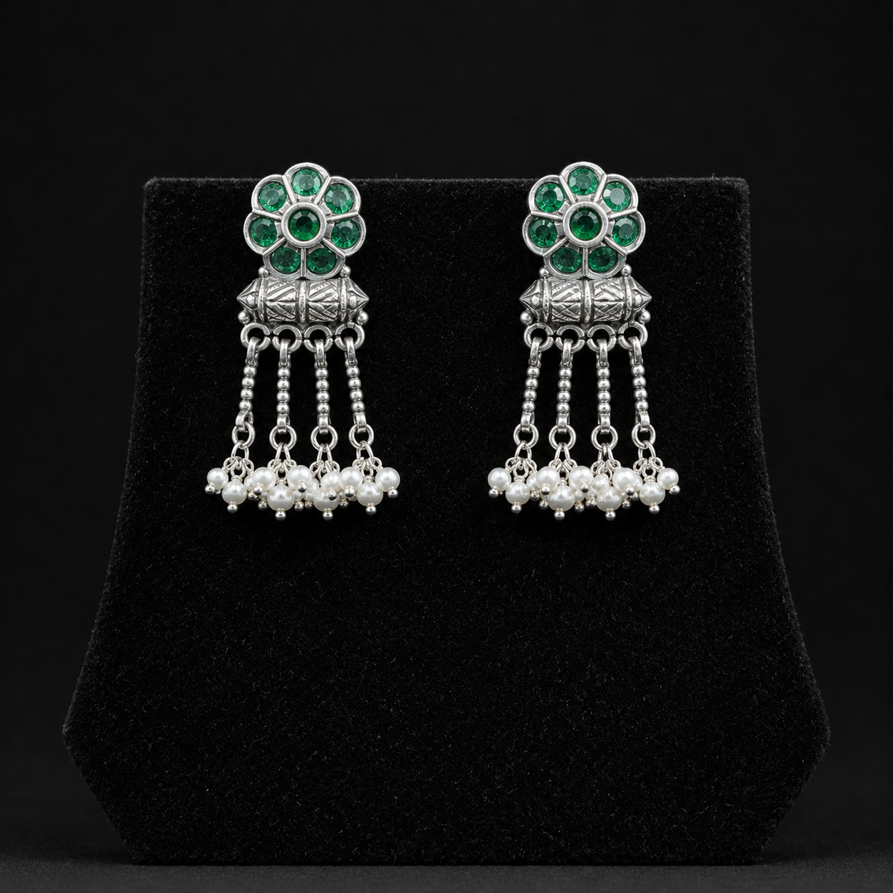 Emera Floral Oxidised Danglers