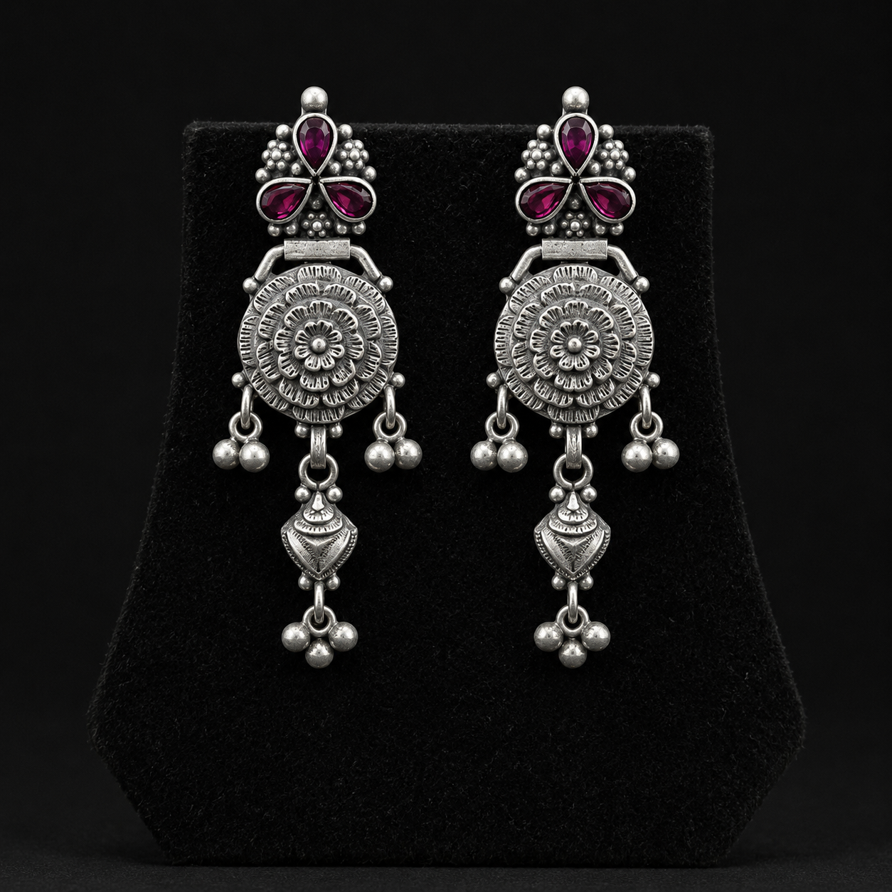 Ruhani Ruby Oxidised Danglers