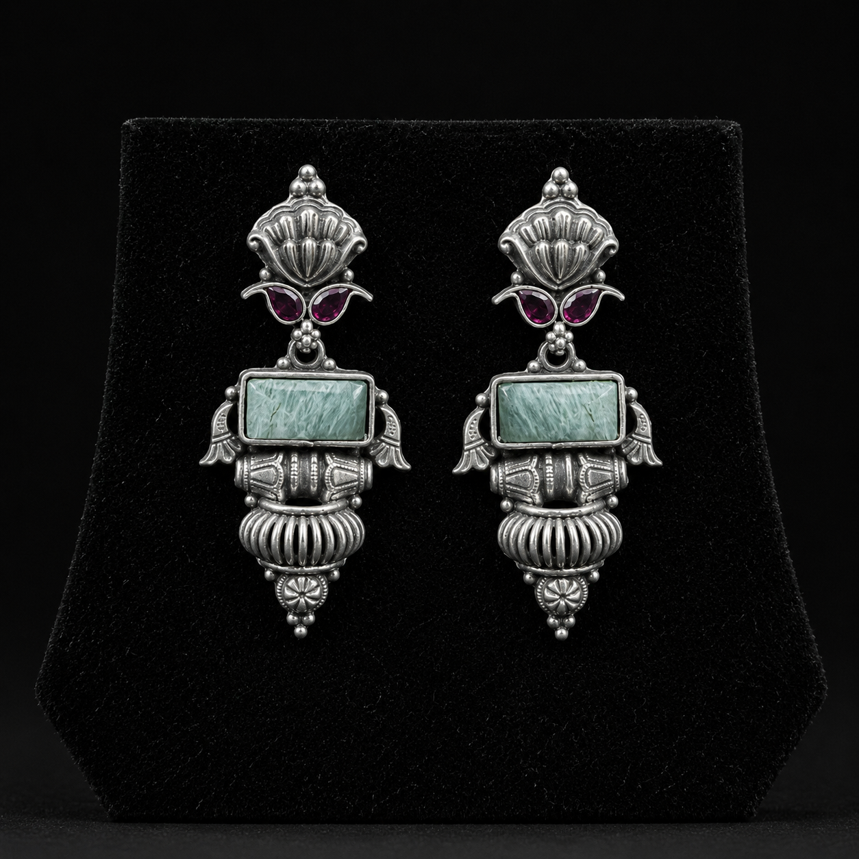 Aarvika Stone Oxidised Statement Earrings
