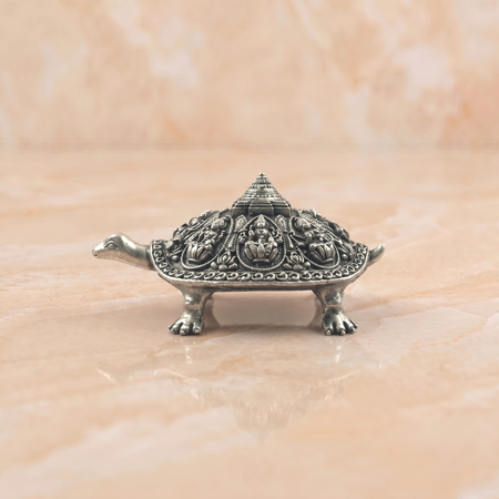 Silver Ashtalakshmi Tortoise Idol with Shri Yantra on top