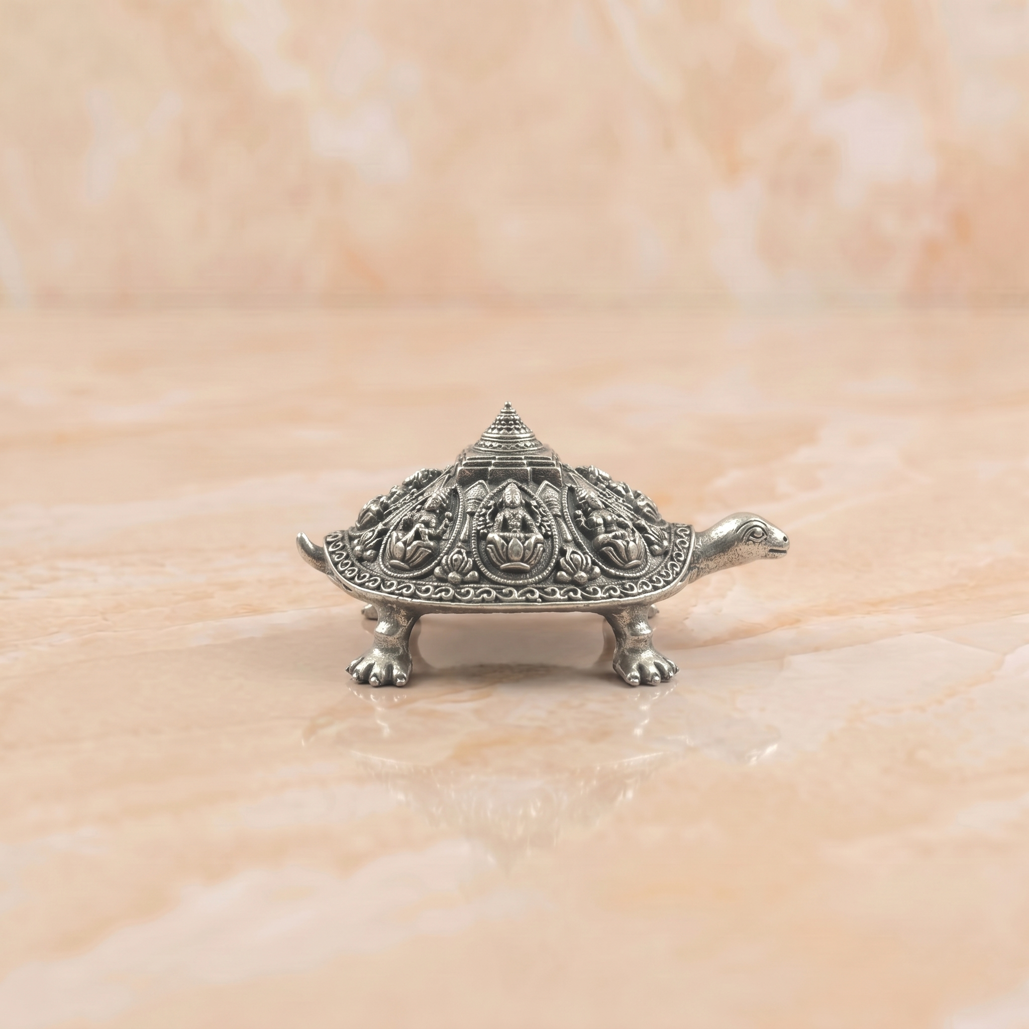 Silver Ashtalakshmi Tortoise Idol with Shri Yantra on top