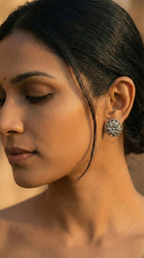 Vanya Floral Oxidised Studs