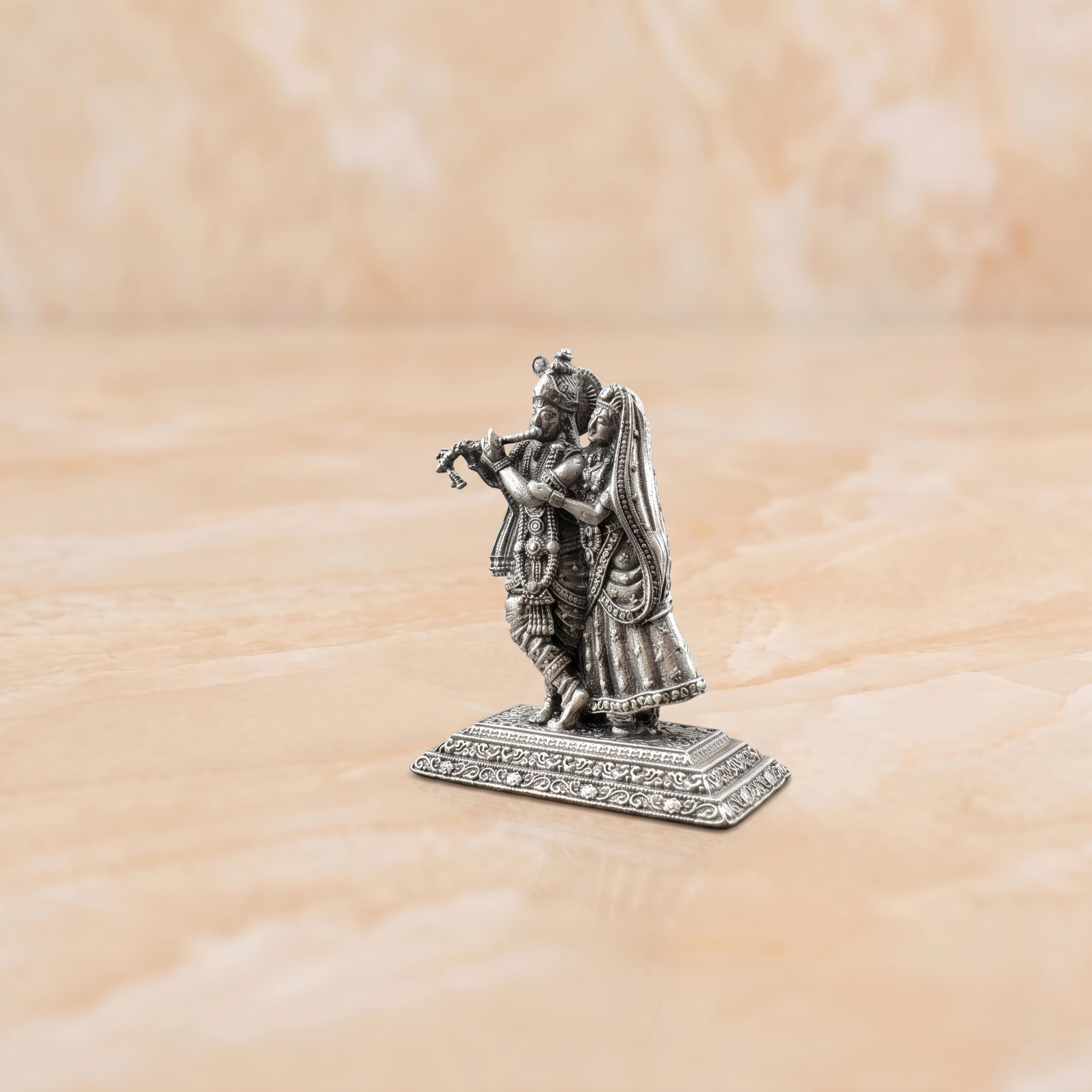 Silver Radha Krishna Divine Harmony Idol