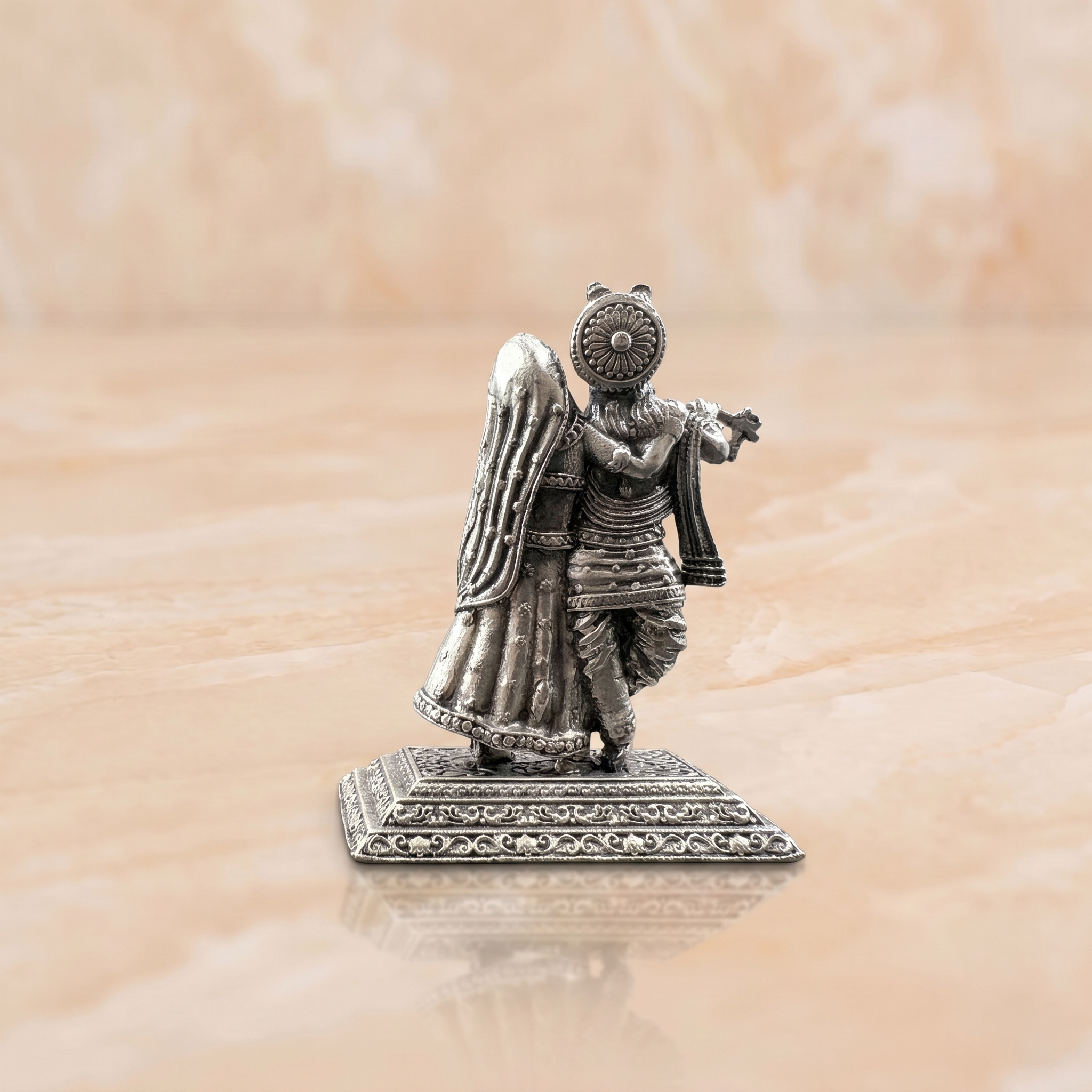 Silver Radha Krishna Divine Harmony Idol