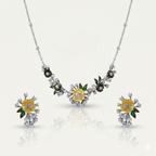Silver Flower Bloom Necklace & Earring Set