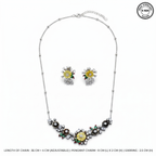 Silver Flower Bloom Necklace & Earring Set