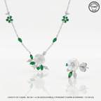 Silver Emerald Spring Necklace, Earring & Ring Set
