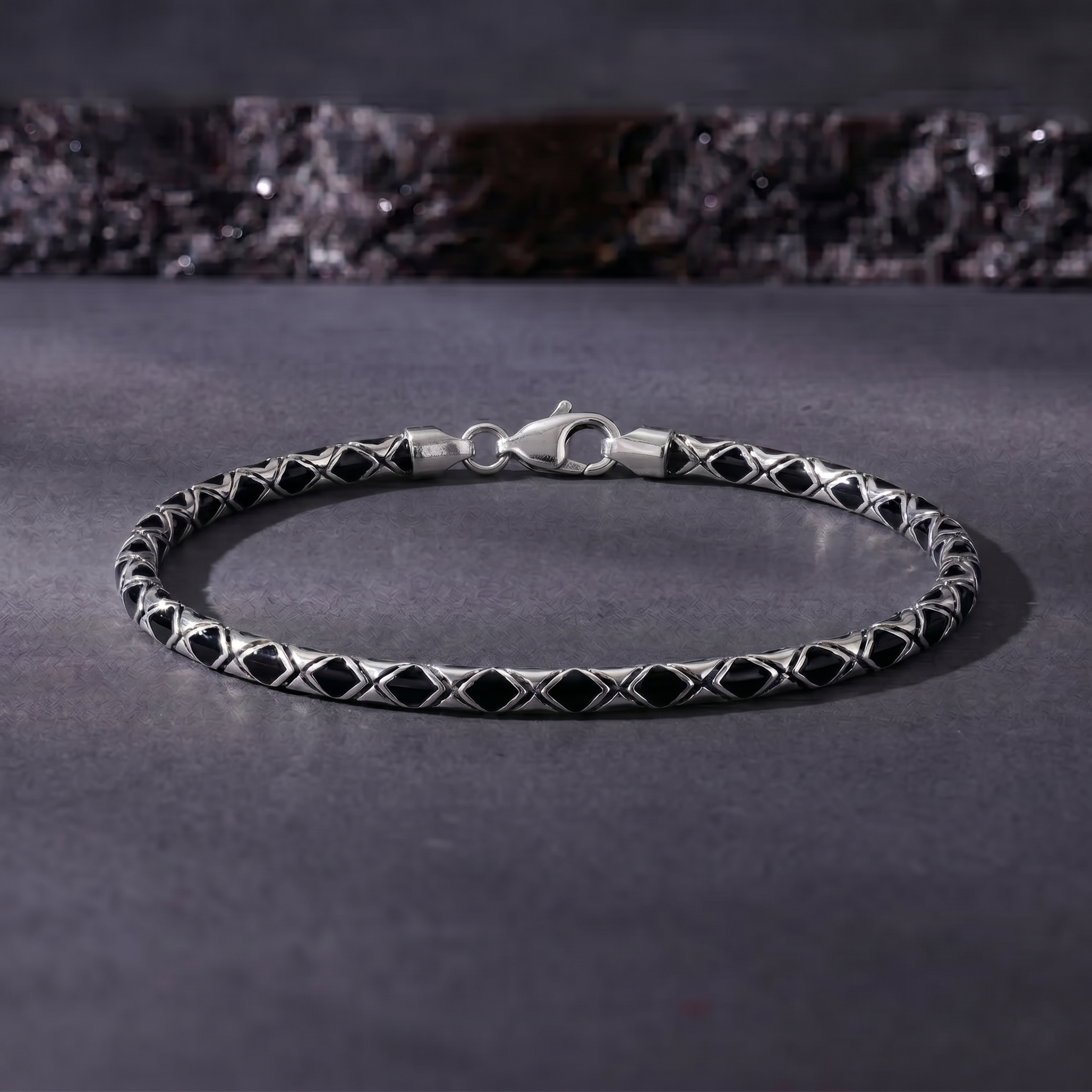 Silver Geometric Eclipse Bracelet