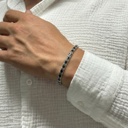 Silver Geometric Eclipse Bracelet