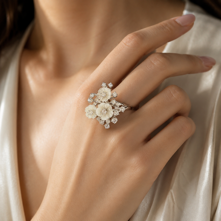 Ivory Bloom Bouquet Ring - Size 8