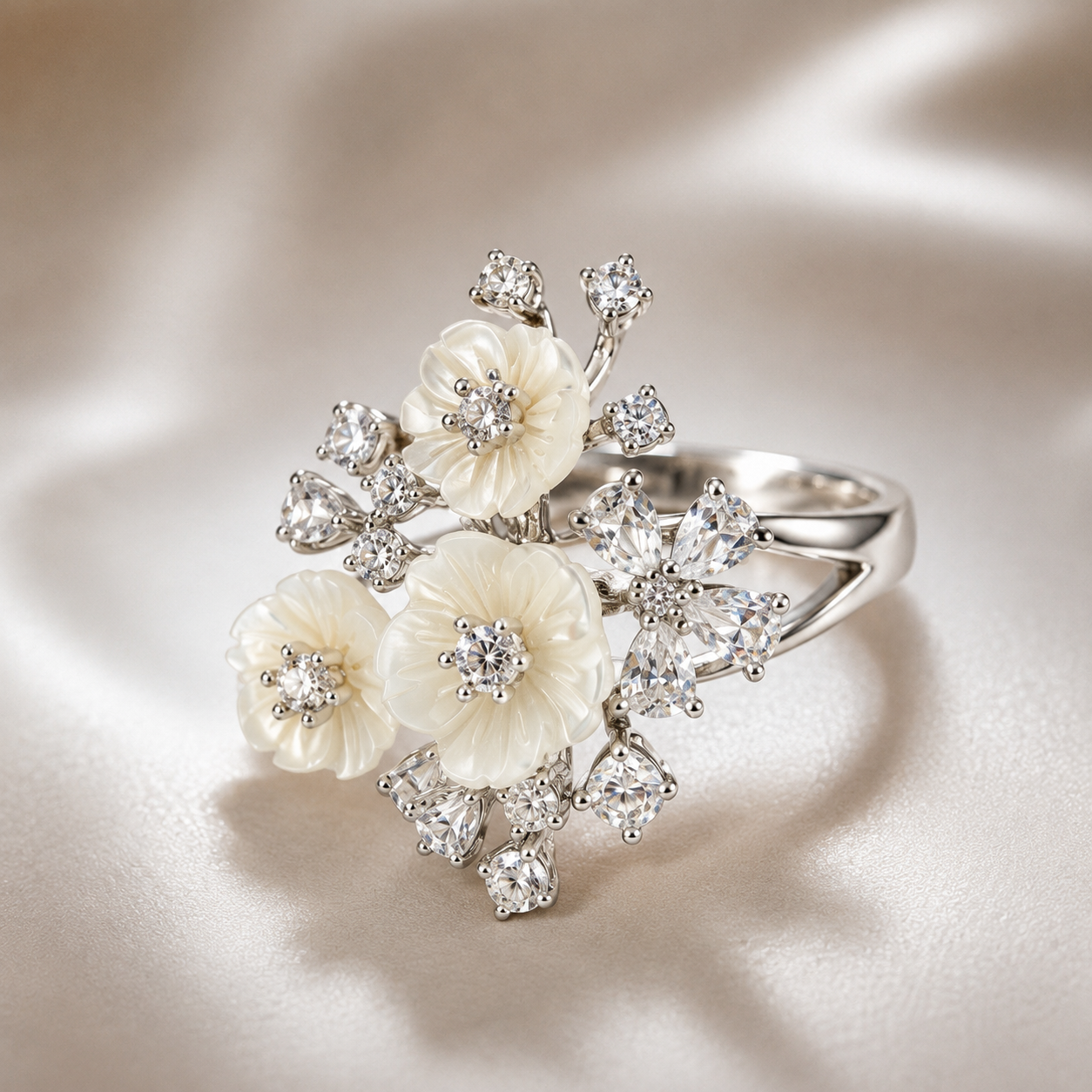 Ivory Bloom Bouquet Ring - Size 8