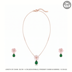 Silver Rose Dewdrop Necklace & Earring Set