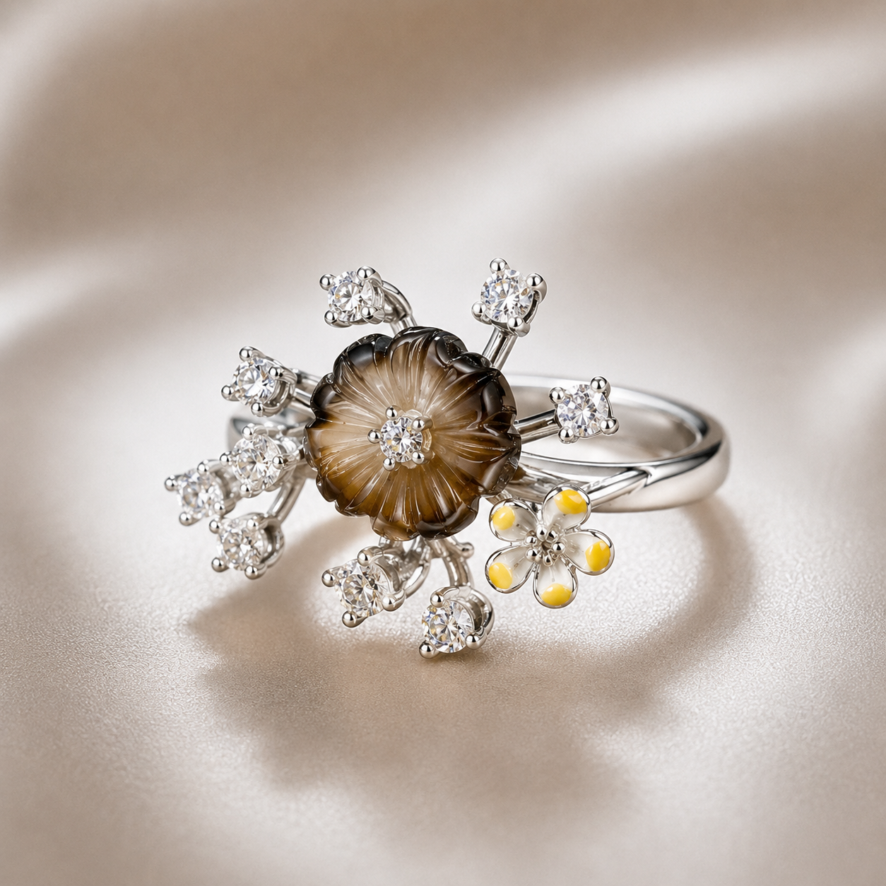 Golden Bloom Starlight Ring - Size 7