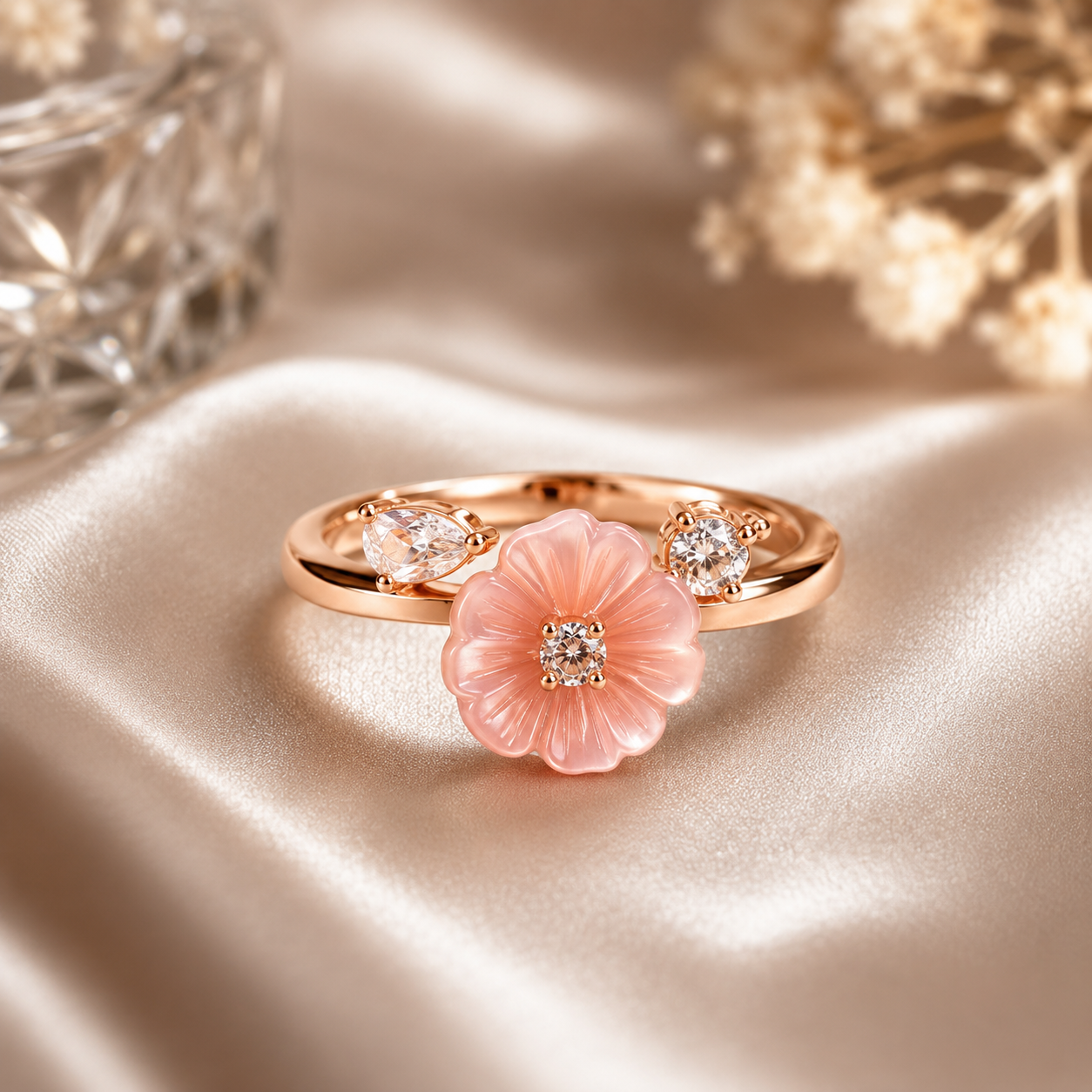 Blush Petal Grace Ring - Size 6