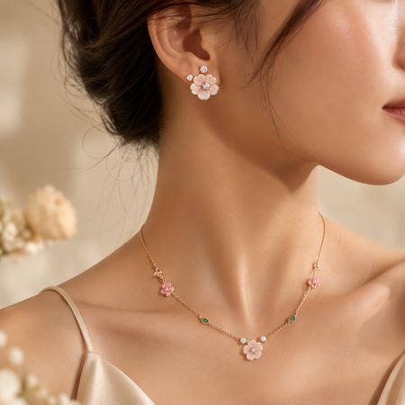Minimal Blossom Garden Set with Earrings