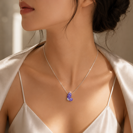 Violet Flutter Pendant With Chain