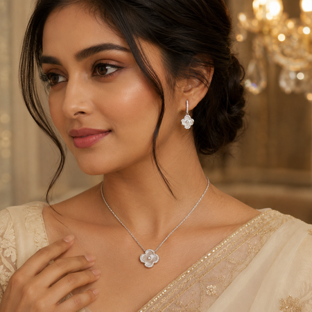 Celeste Clover Pendant & Earrings Set