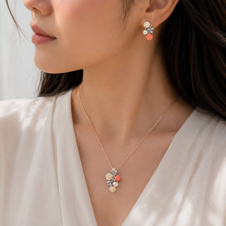 Rosé Jardin Pendant & Earrings Set