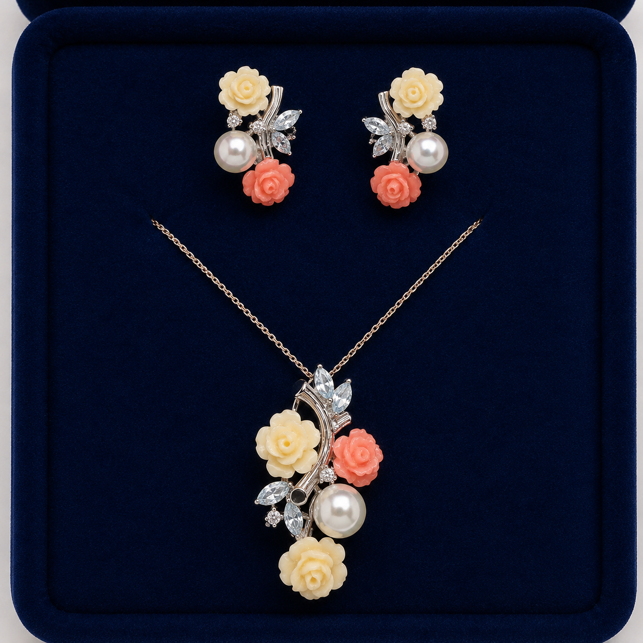 Rosé Jardin Pendant & Earrings Set