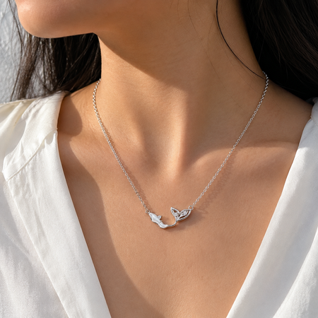 Nerida Whale Tail Pendant with Chain