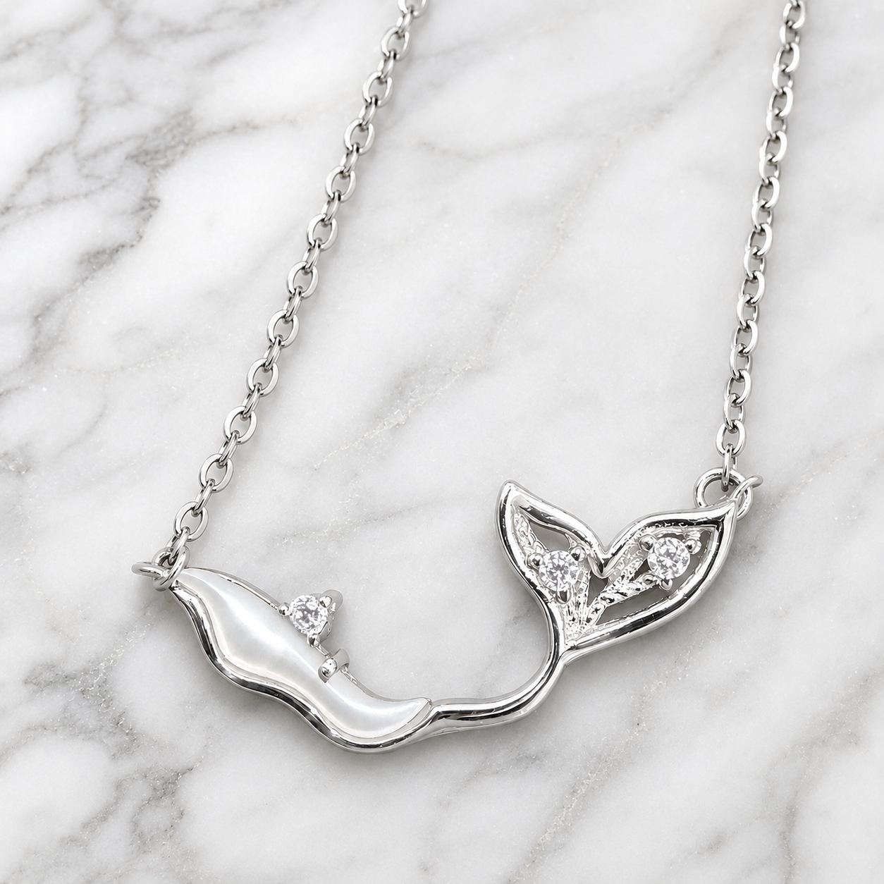 Nerida Whale Tail Pendant with Chain