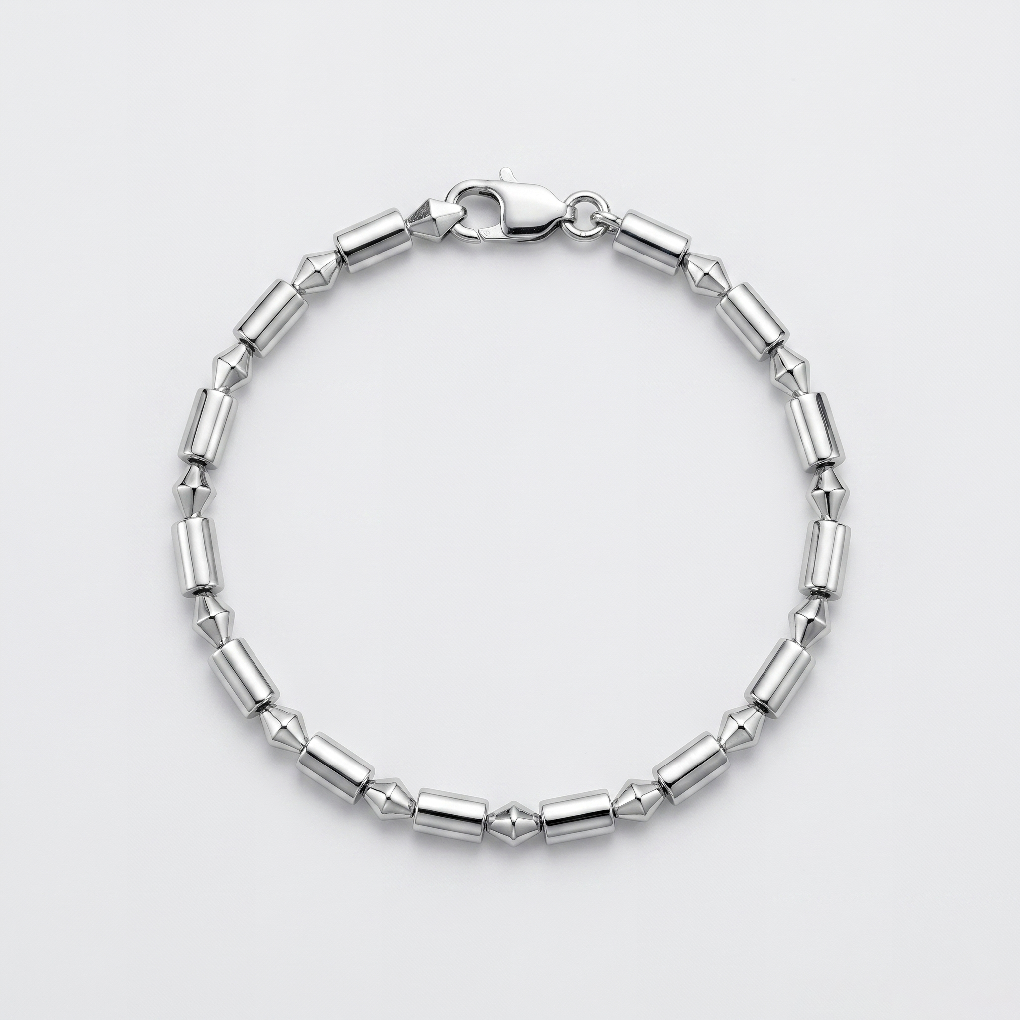 Silver Alpha Bead Bracelet