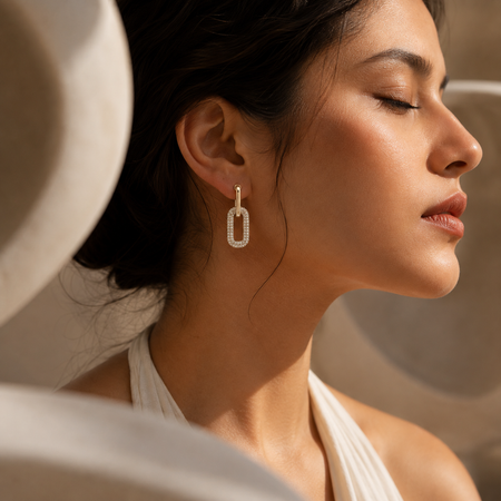 Elara Pavé Link Earrings