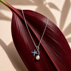 Azure Bloom Pearl Pendant with Chain
