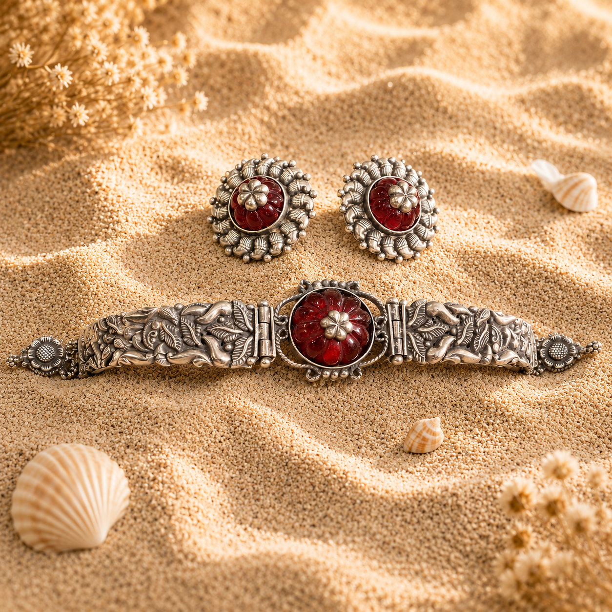 Raktakamala Heritage Choker Set with Earrings