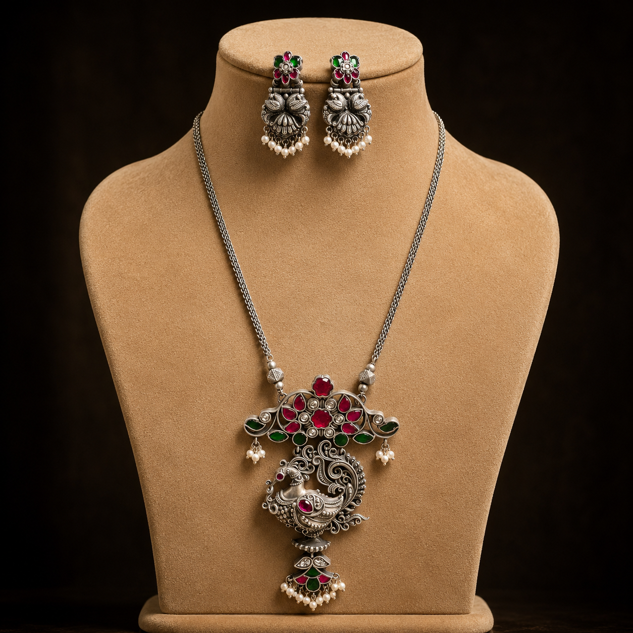 Mayurika Royal Necklace & Earrings Set