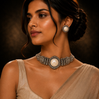 Shvetambara MOP Choker Necklace & Earrings Set
