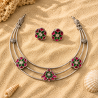 Pushpanjali Floral Choker Necklace & Earrings Set