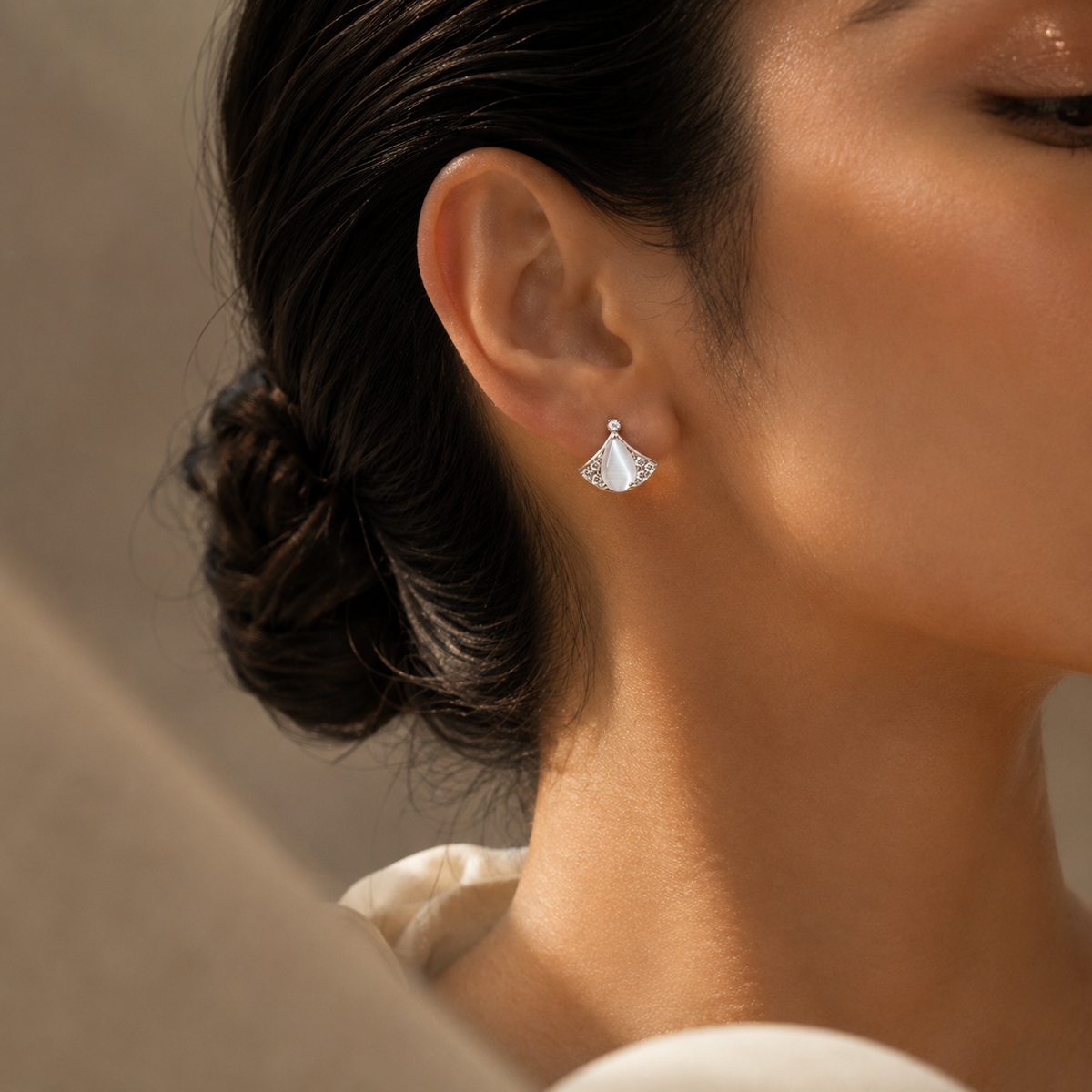 Luna Veil Stud Earrings
