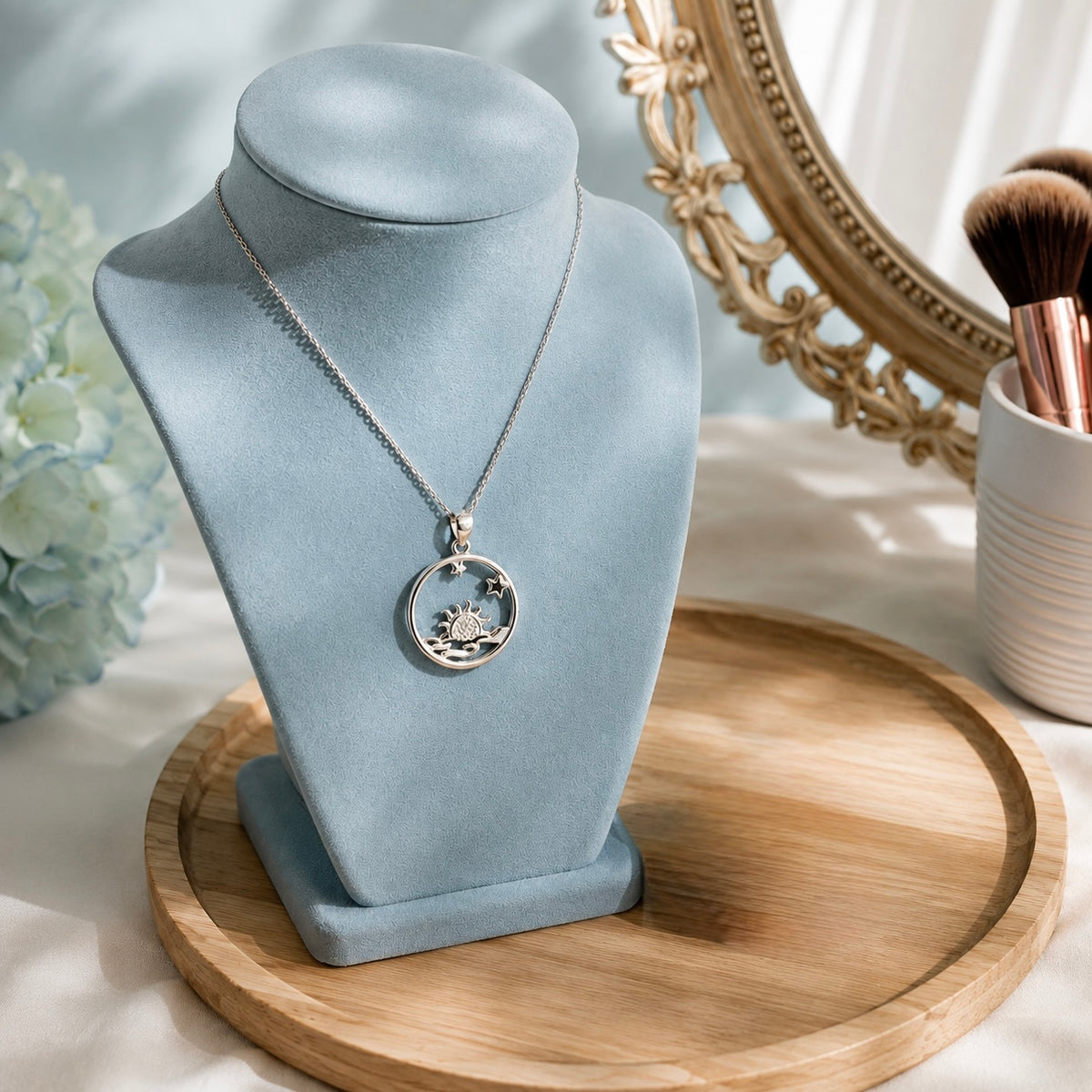Celestial Sun & Moon Couple Pendants (Without Chain)