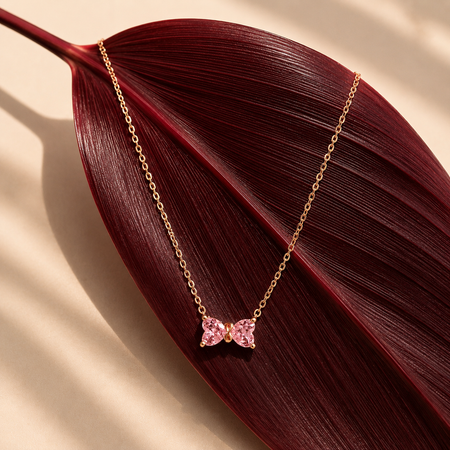 Rosé Bow Pendant with Chain